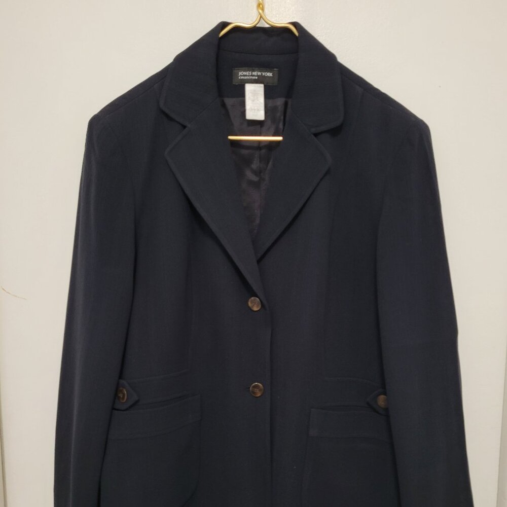 Jones New York Collection Jacket Women Plus Sz 16 Black Linen Buttons Pockets